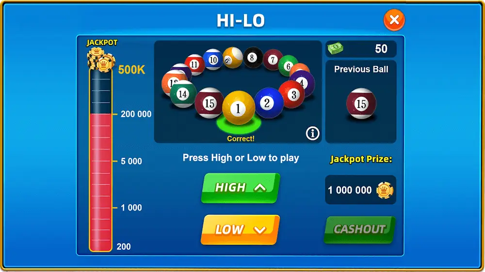 Screenshot of the 8 Ball Blitz game