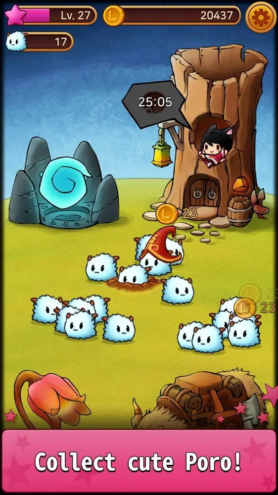 Screenshot of the Ahri RPG: Poro Farm app