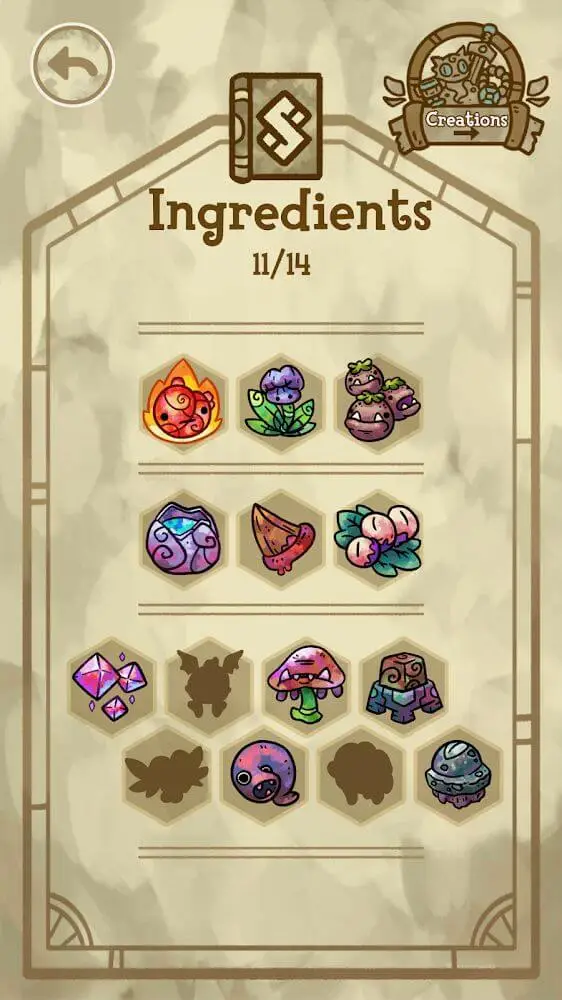 Screenshot of the Alchademy app