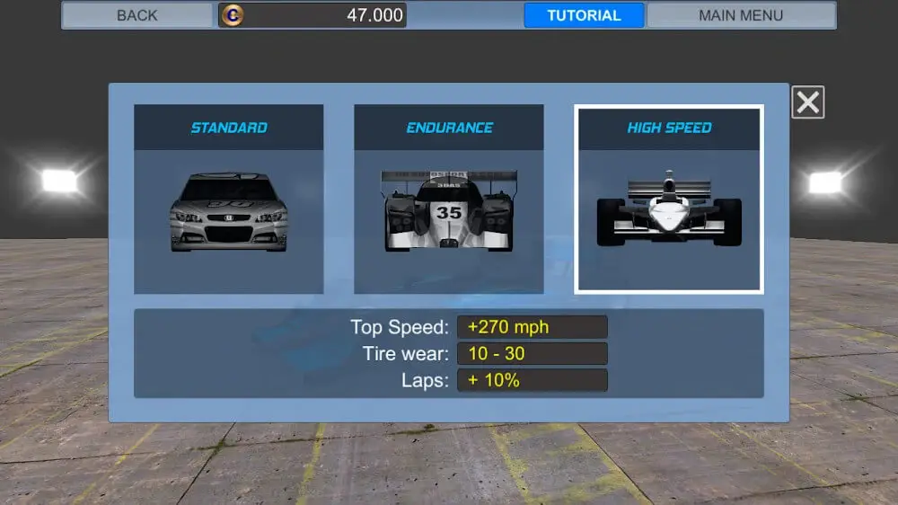 Screenshot of the American Speedway Manager game