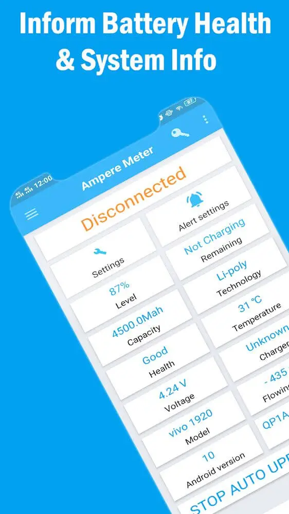 Screenshot of the Ampere Meter app