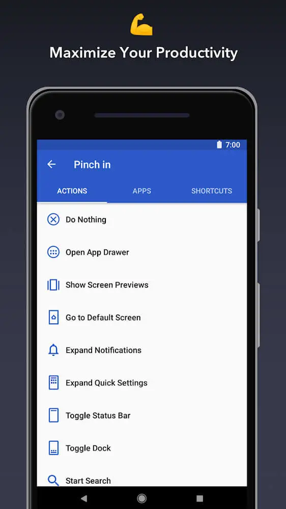 Screenshot of the Apex Launcher app