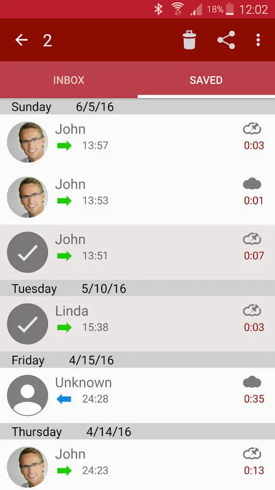 Screenshot of the Automatic Call Recorder Pro app