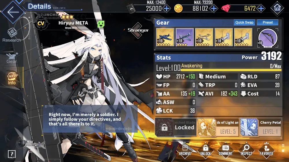 Screenshot of the Azur Lane game