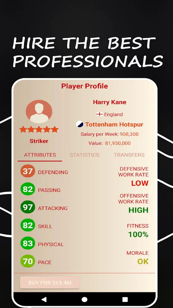 Screenshot of the Be the Manager 2022 app