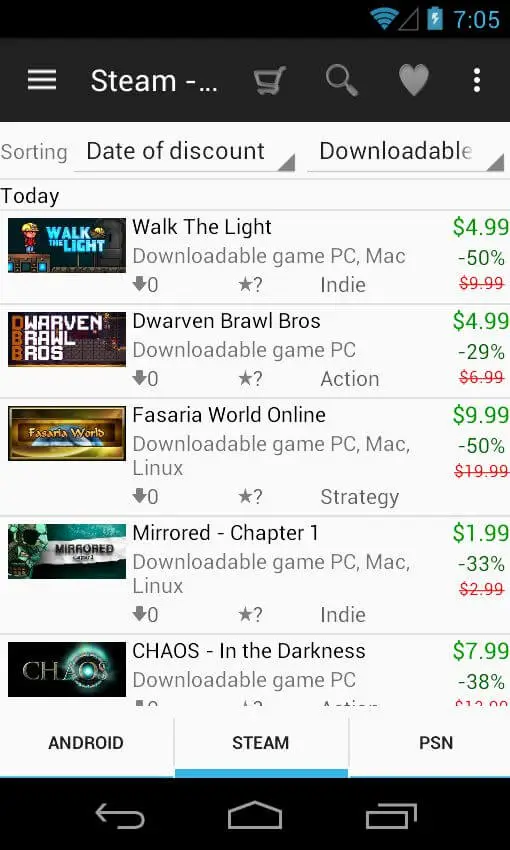 Screenshot of the Bestappsale app