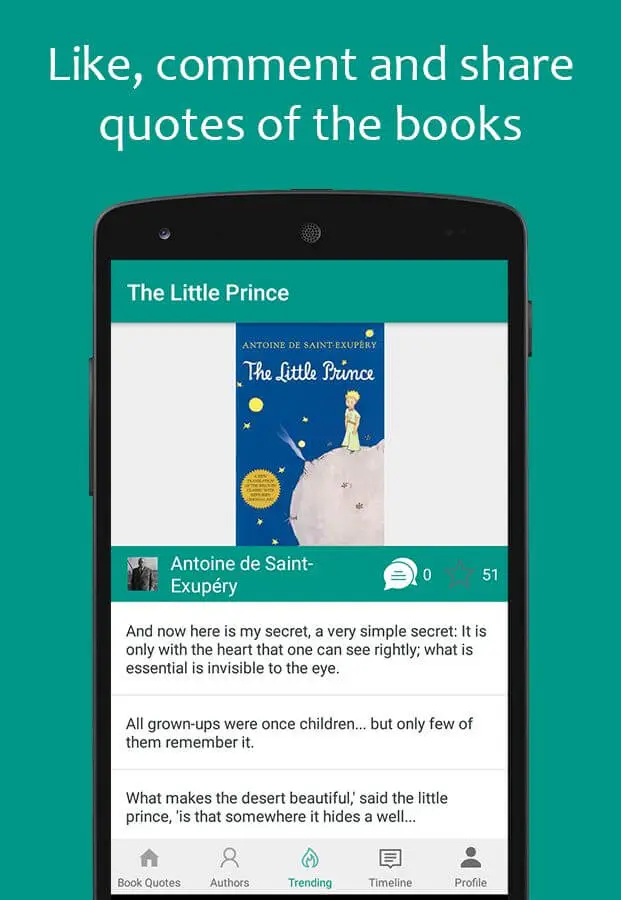 Screenshot of the Book Quotes & Quotations app