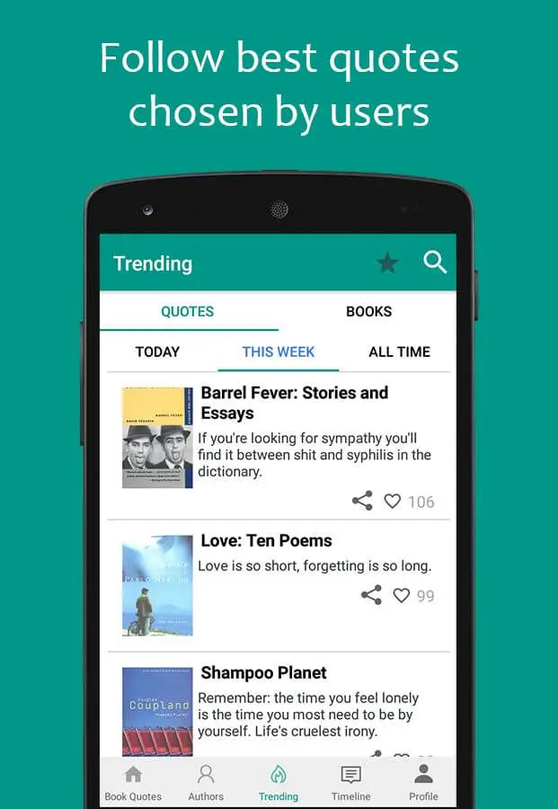 Screenshot of the Book Quotes & Quotations app