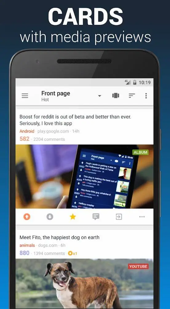 Screenshot of the Boost for Reddit app