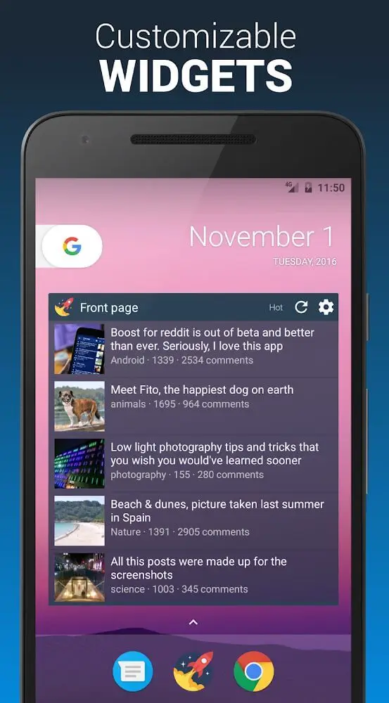 Screenshot of the Boost for Reddit app