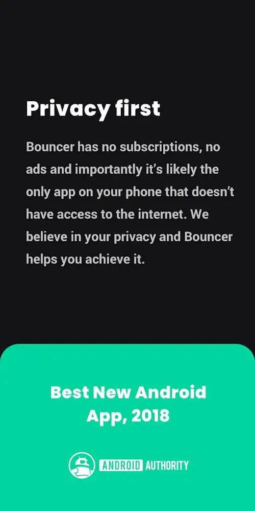 Screenshot of the Bouncer app
