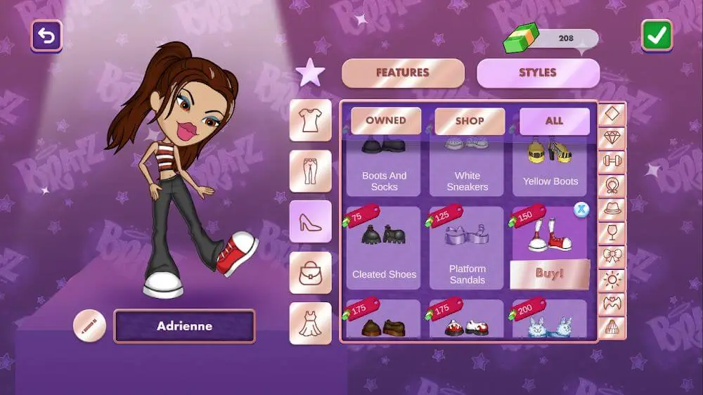 Screenshot of the Bratz Total Fashion Makeover game