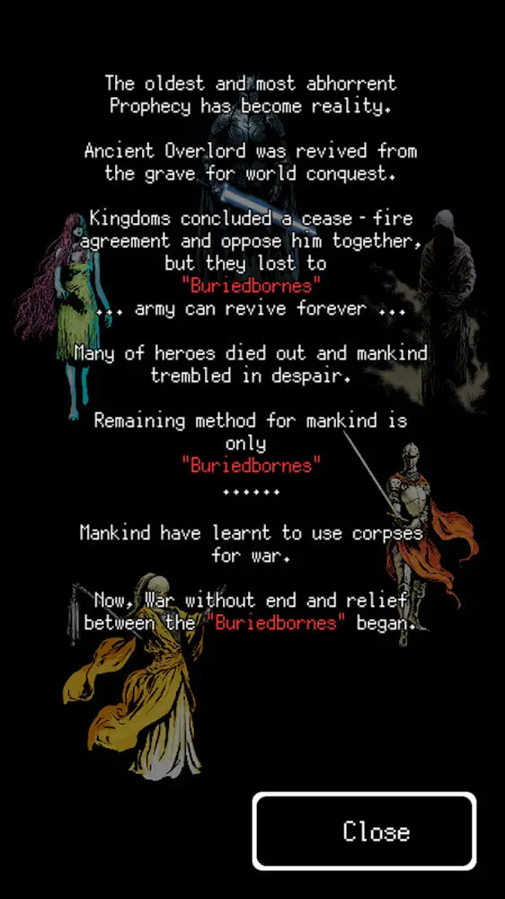Screenshot of the Buriedbornes app