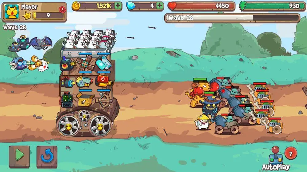 Screenshot of the CatnRobot Idle Defense Grow TD game