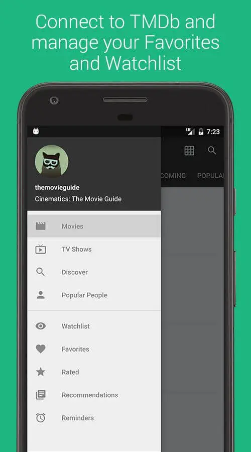 Screenshot of the Cinematics app