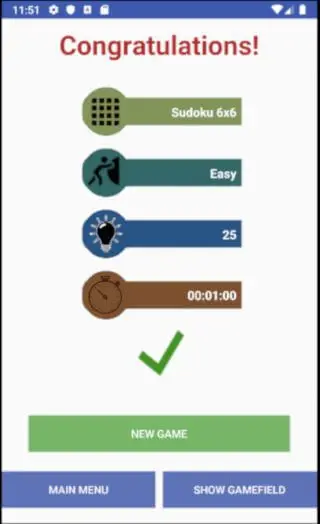 Screenshot of the Classic Offline Sudoku app