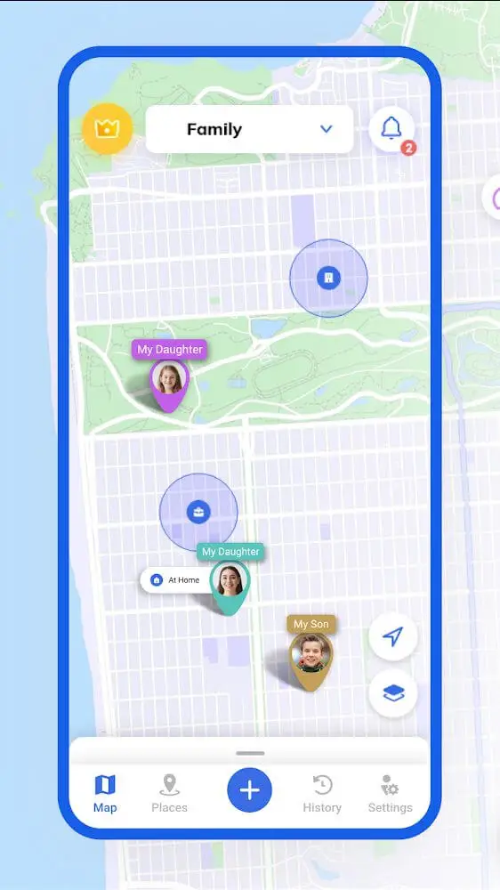 Screenshot of the Connected: Family Locator app