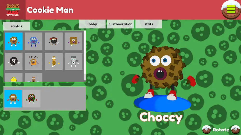 Screenshot of the Cookies vs. Claus game
