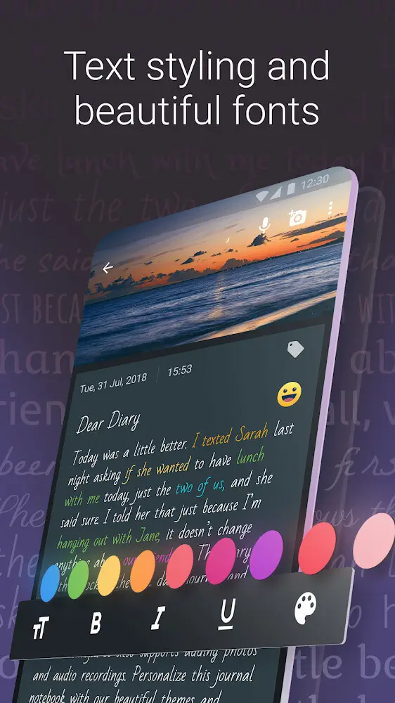 Screenshot of the Diary - Journal Notebook & Mood Tracker Notes app