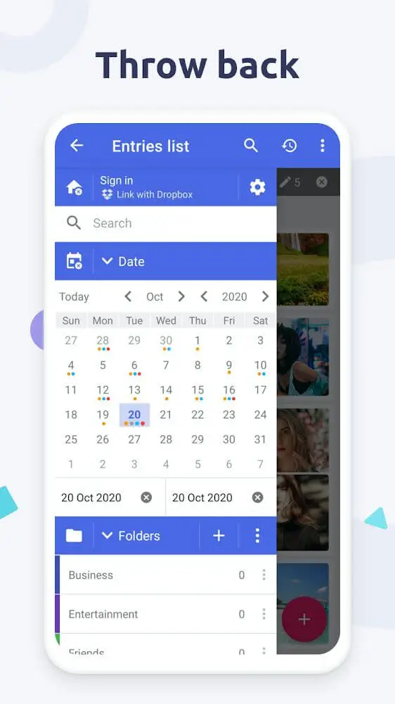 Screenshot of the Diary with lock app