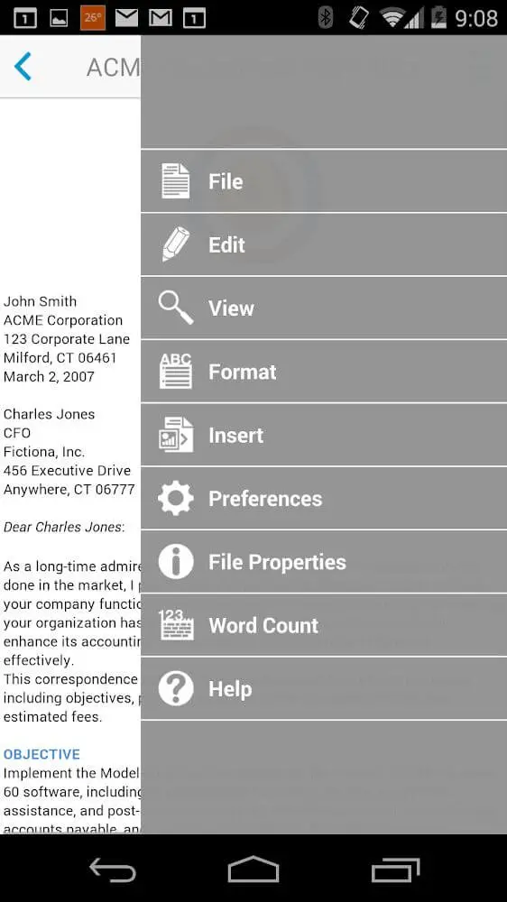 Screenshot of the Docs To Go app