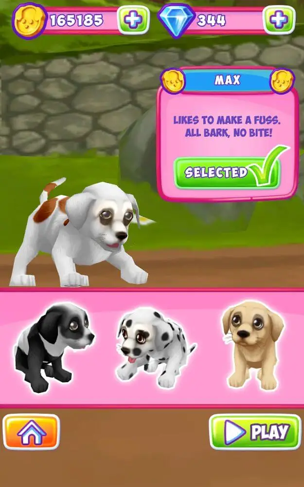 Screenshot of the Dog Run app