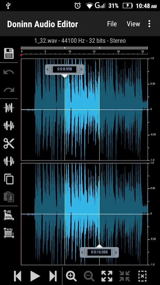 Screenshot of the Doninn Audio Editor app