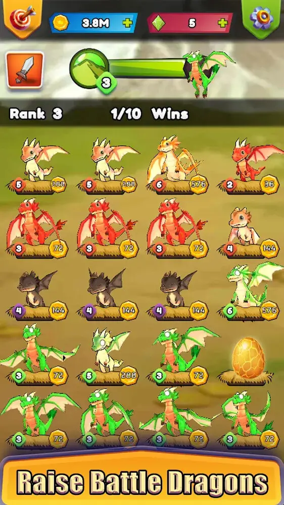 Screenshot of the Dragon Merge Master Idle app