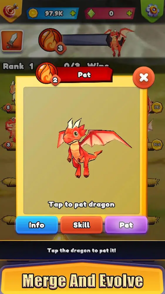Screenshot of the Dragon Merge Master Idle app