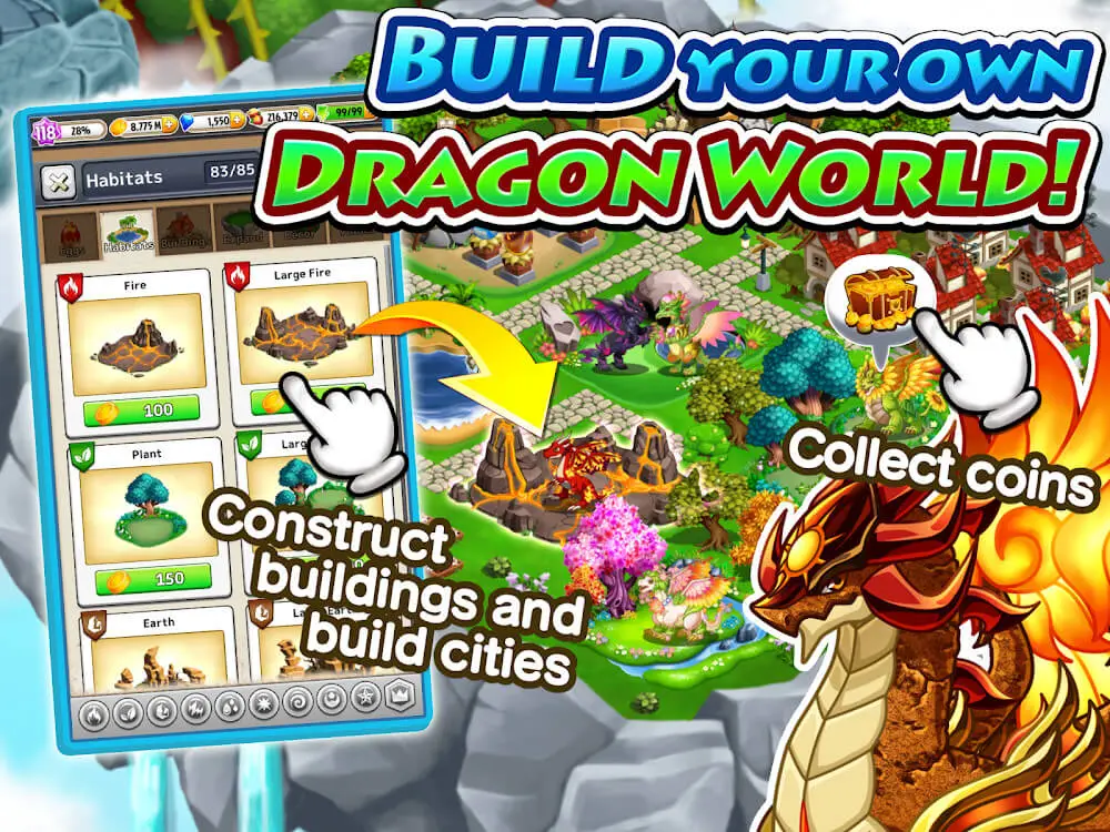 Screenshot of the Dragon Paradise: City Sim Game game