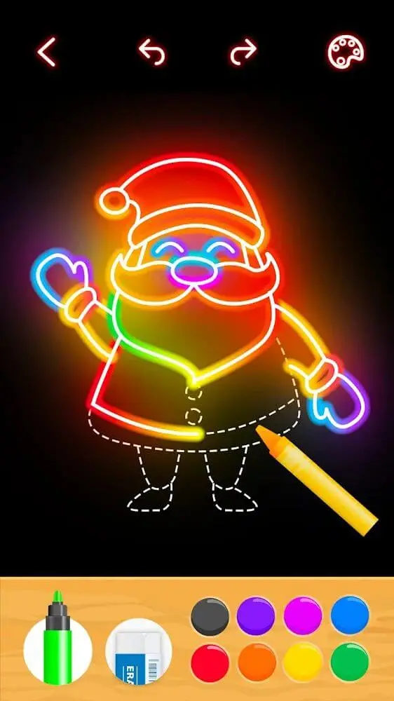 Screenshot of the Draw Glow Christmas app