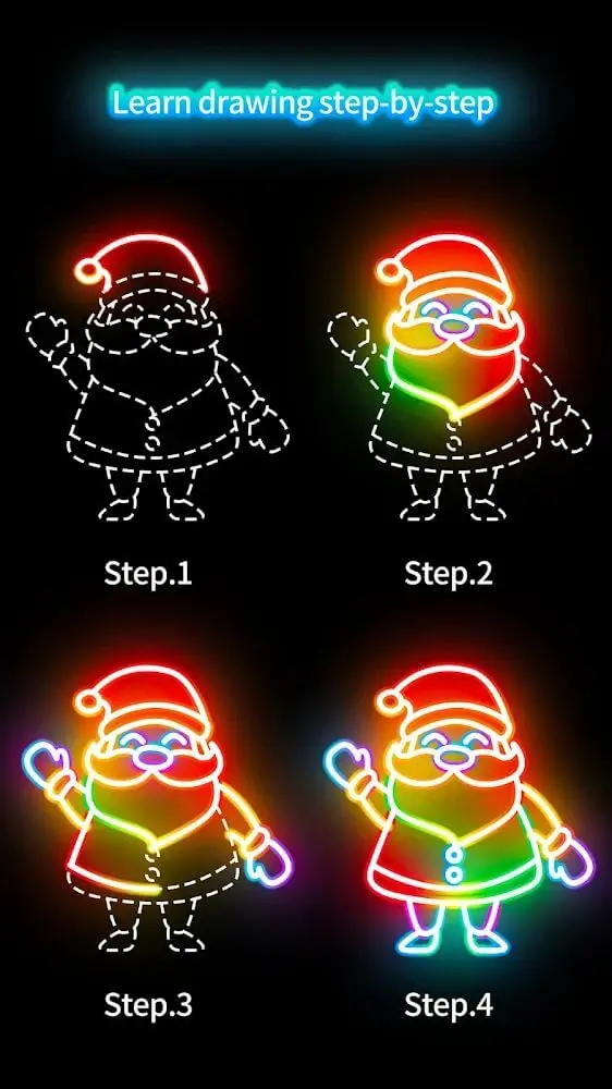 Screenshot of the Draw Glow Christmas app