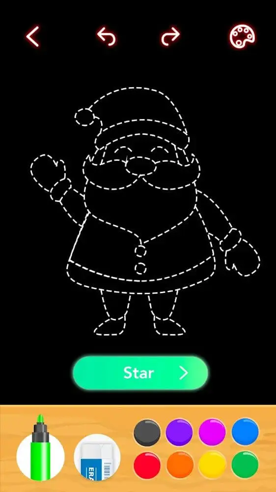 Screenshot of the Draw Glow Christmas app