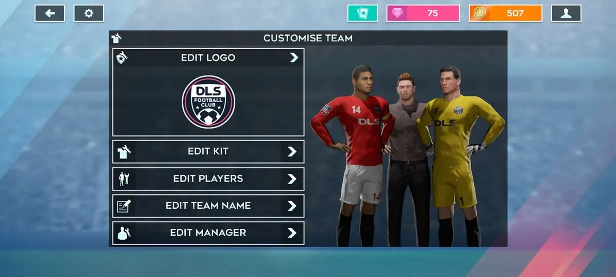 Screenshot of the Dream League Soccer 2020 game