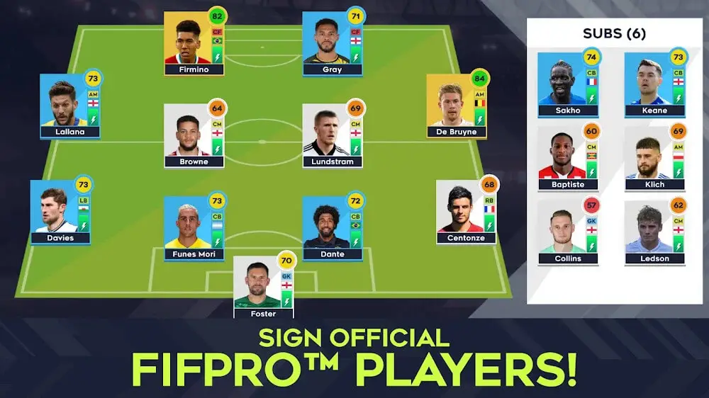 Screenshot of the Dream League Soccer 2022 game
