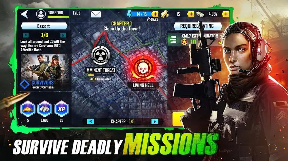 Screenshot of the Drone 4: Zombie Strike game