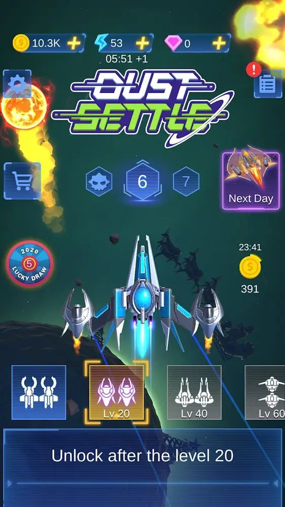 Screenshot of the Dust Settle 3D app