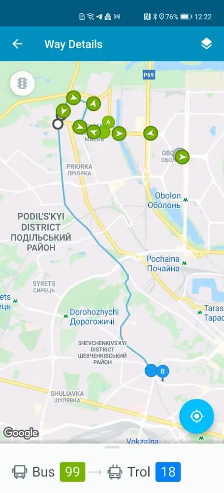 Screenshot of the EasyWay app