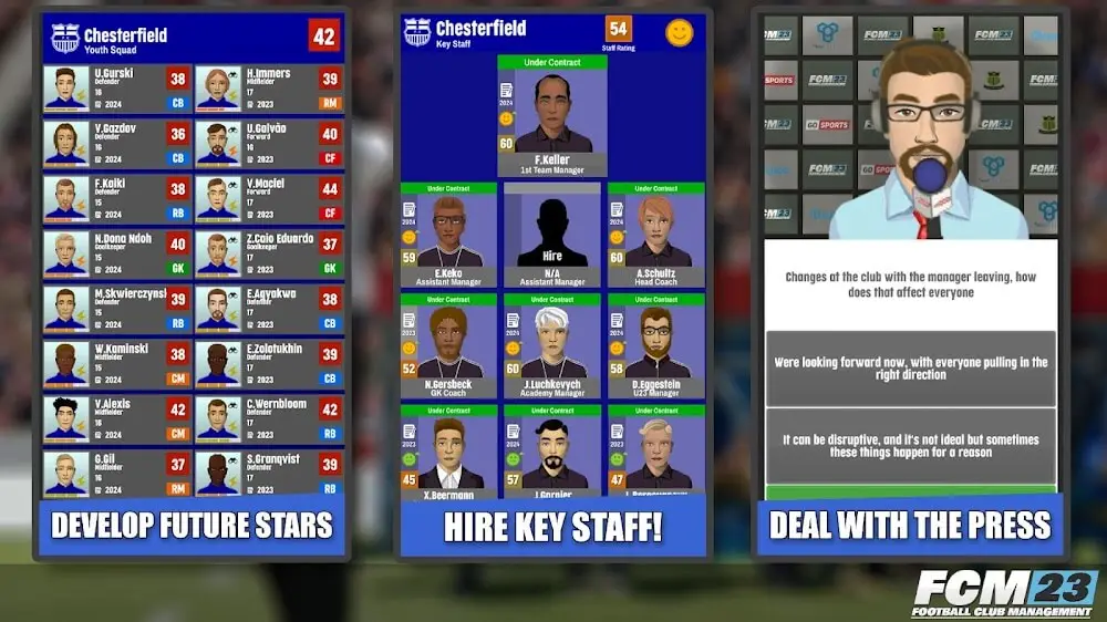 Screenshot of the FCM23 Soccer Club Management game