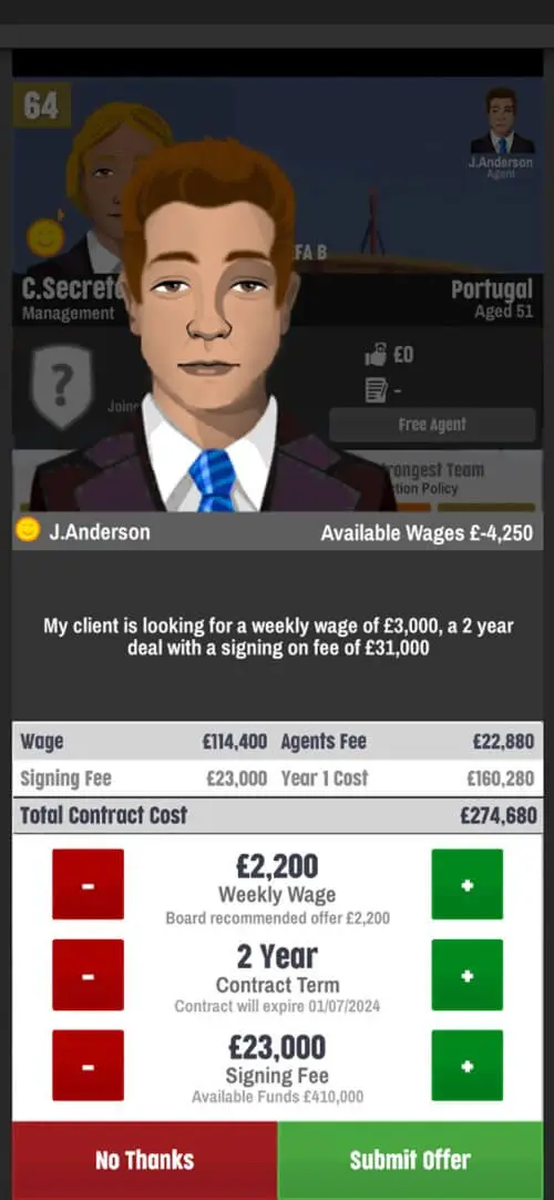 Screenshot of the FCM23 Soccer Club Management game