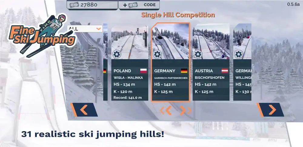 Screenshot of the Fine Ski Jumping game