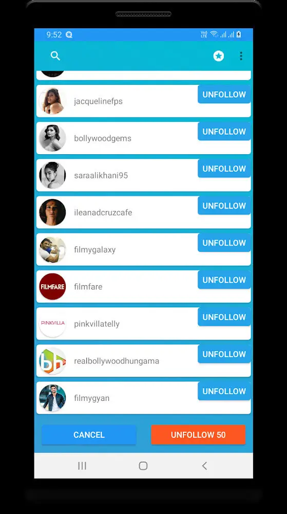 Screenshot of the Followers Assistant app