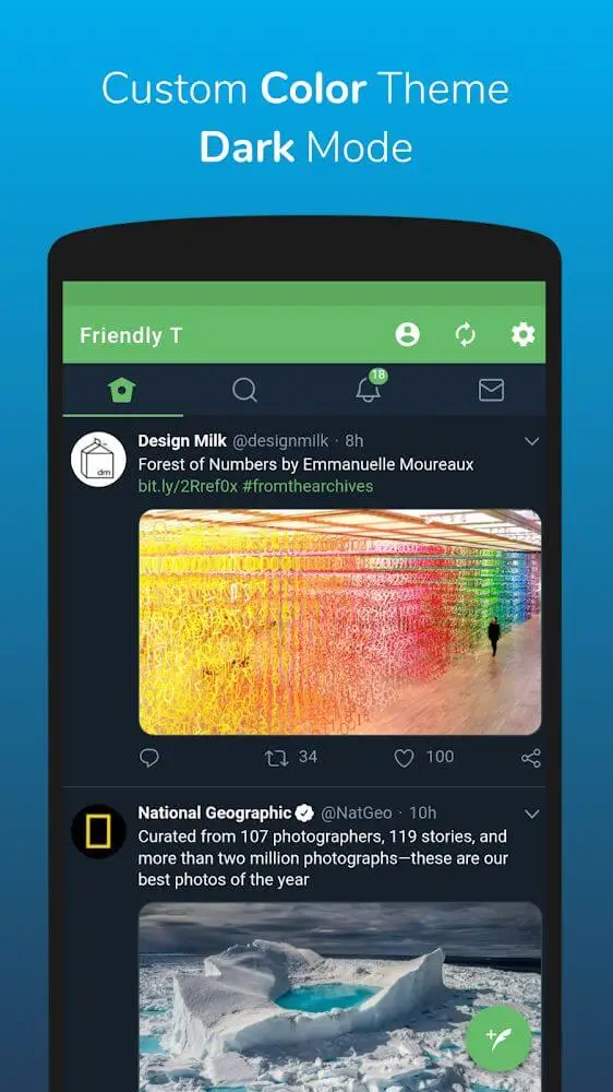 Screenshot of the Friendly For Twitter app