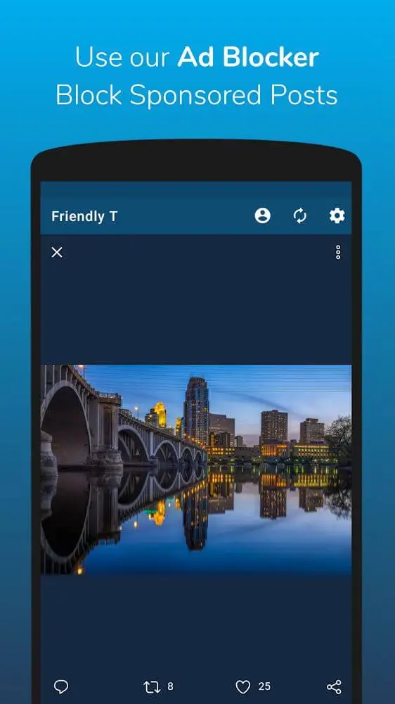 Screenshot of the Friendly For Twitter app