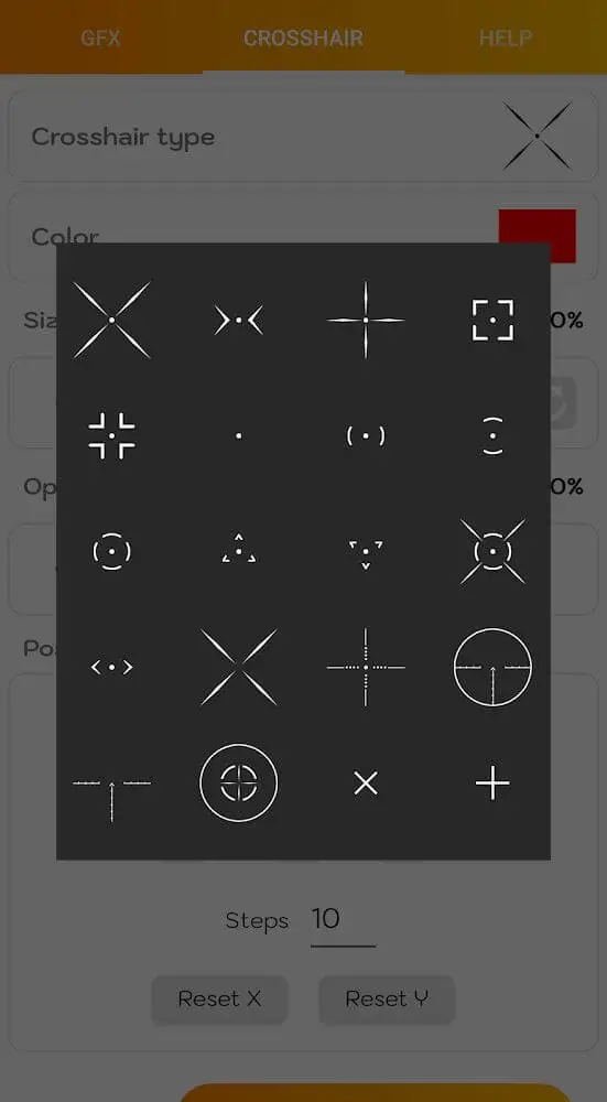 Screenshot of the GFX Tool Pro app