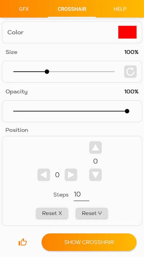 Screenshot of the GFX Tool Pro app