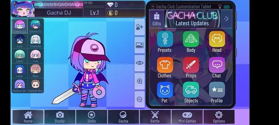 Screenshot of the Gacha Star game