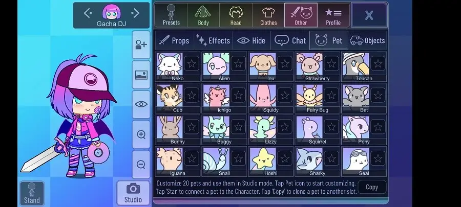 Screenshot of the Gacha Star game