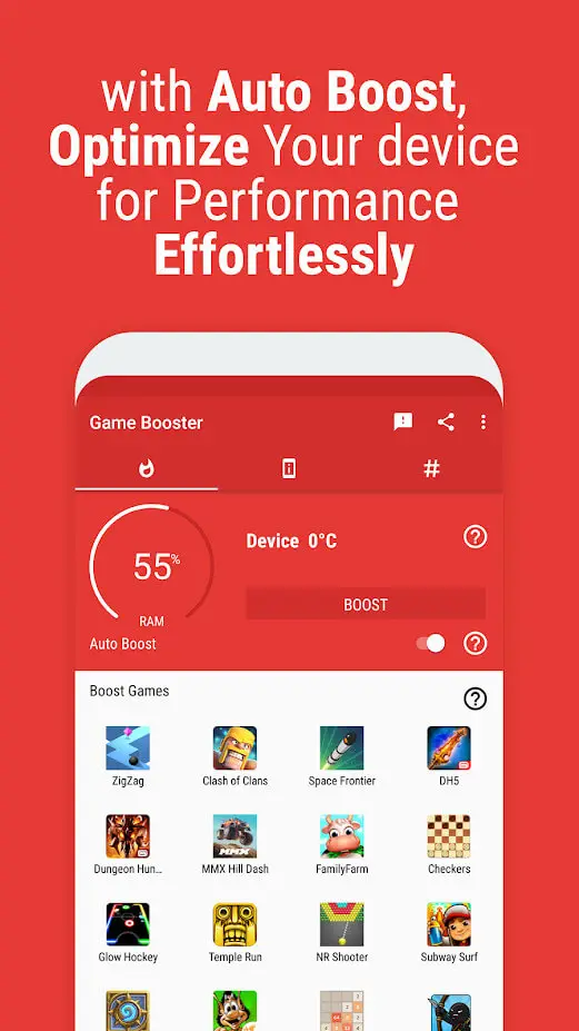 Screenshot of the Game Booster Launcher app