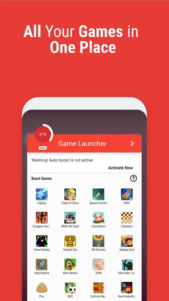Screenshot of the Game Booster Launcher app